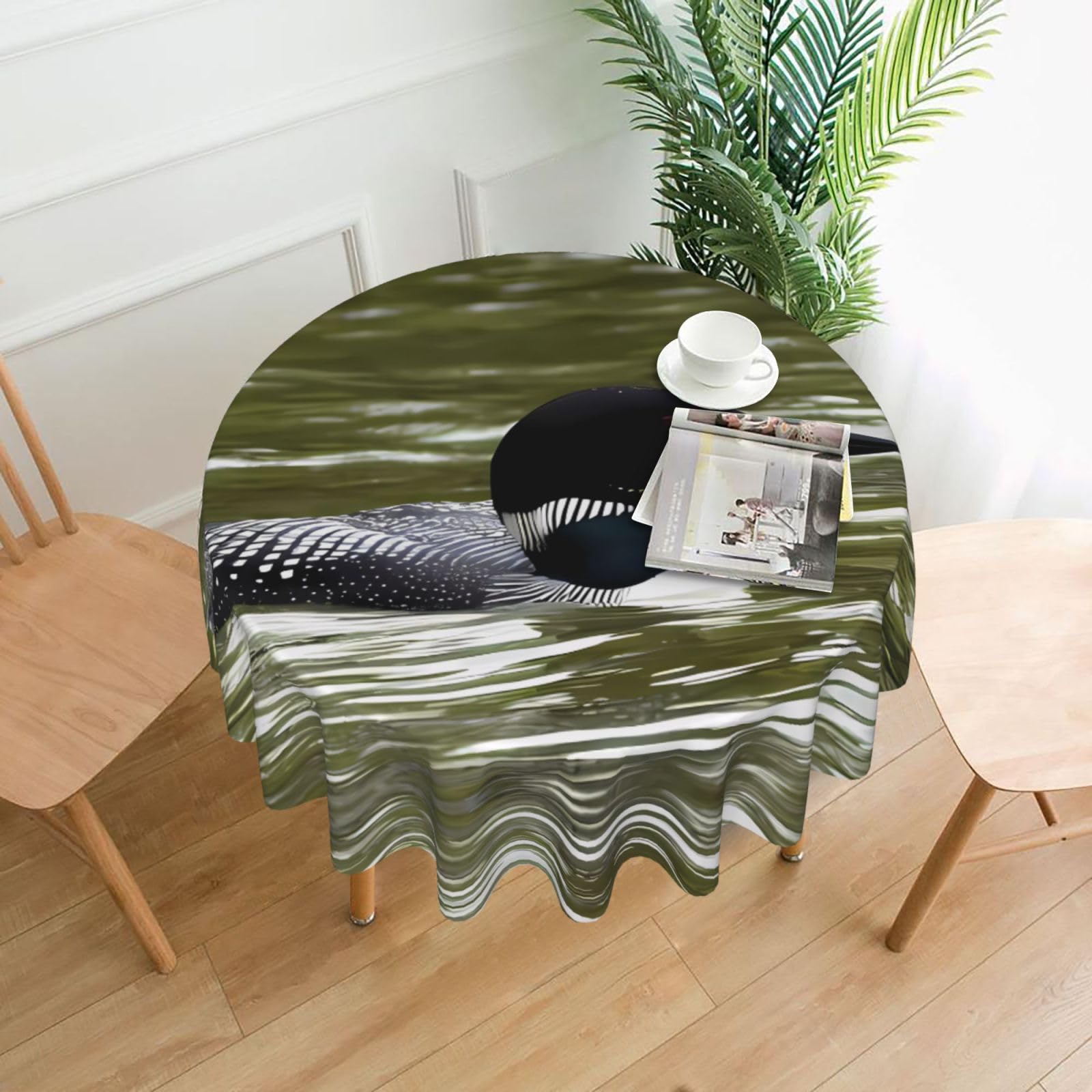hhxvcv Loon Nature Bird Round Tablecloth – Dining Table Cover