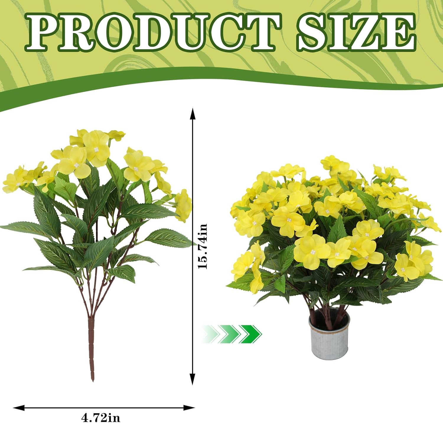 Coreland 12 Pcs Artificial Flowers Artificial Impatiens Fake Stems Faux Silk Flowers Bulk Wildflowers for Wedding Bridal Bouquet Party Home Kitchen - Yellow
