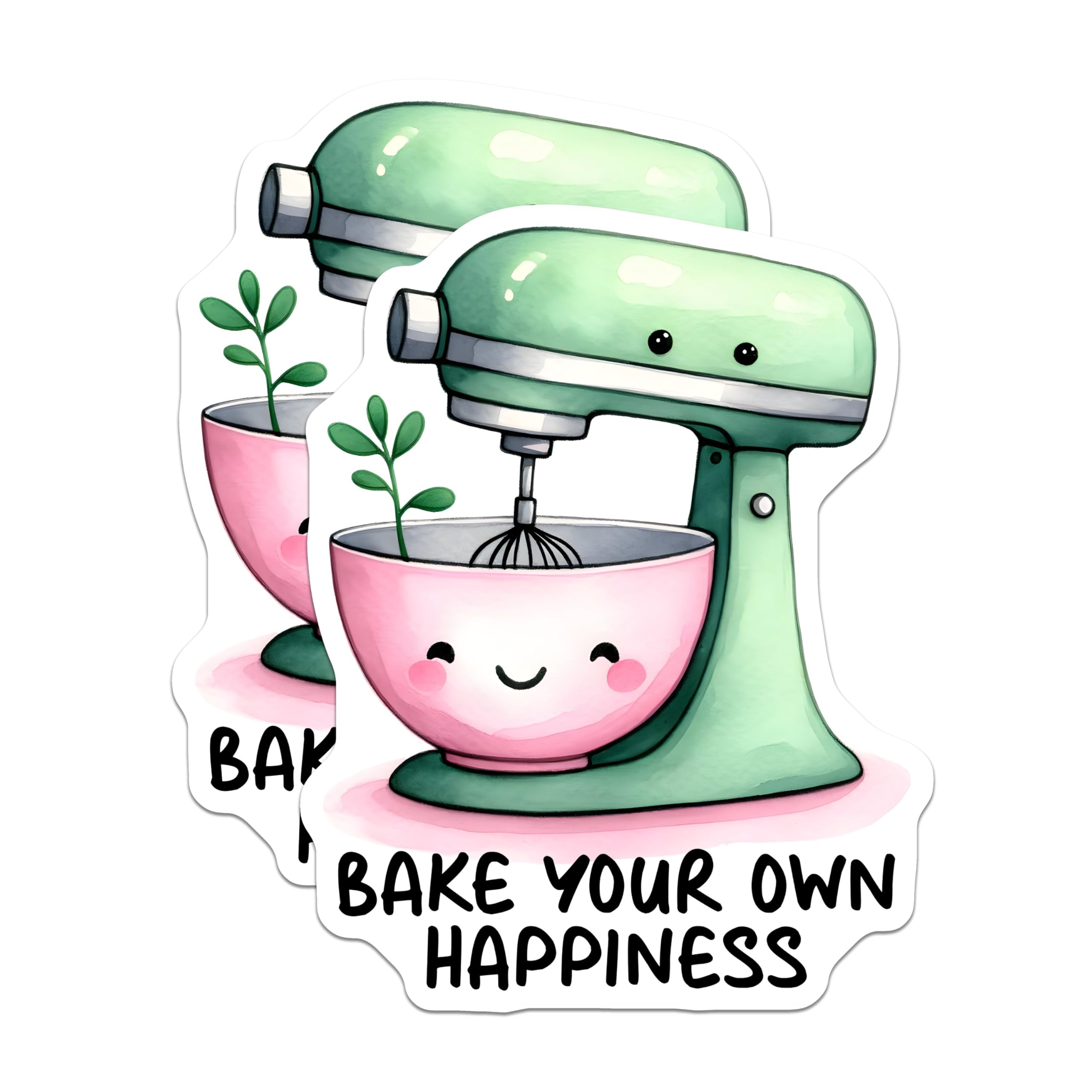 (2 Pack) Bake Your Own Happiness Magnets - Cute Kitchen Decor - 5" On Longest Side - for Cars, Fridges, Toolboxes - Made in USA - MAG7516