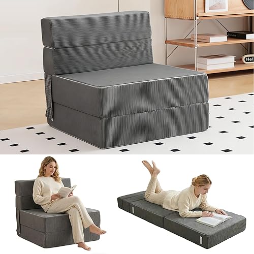 HJAHHSM Sleeper Chair,Foldable Lazy Sofa Bed Portable Foam Couch, Couch