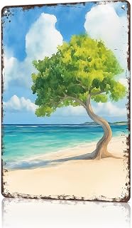 FANPOK Funny Vintage Metal Sign Eagle Beach Aruba - Caribbean - Divi Divi Tree Poster Wall Art for Home Living Room Office Bar Decor 8X12inch