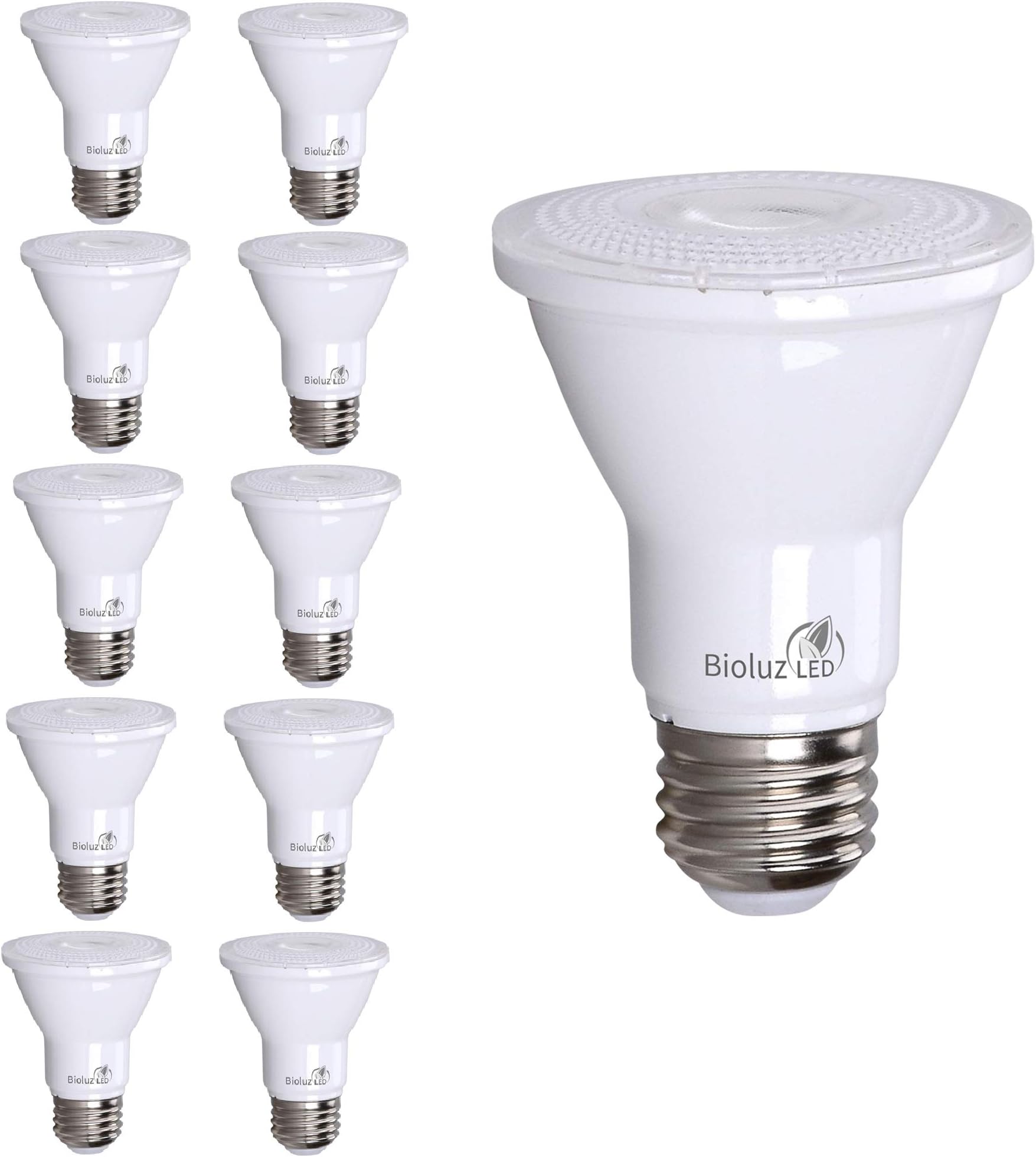 Bioluz LED PAR20 Light Bulbs 10 Pack, Dimmable LED Light Bulb 5.5W = 75W, Soft White 3000K, Daylight LED, E26, 40° Beam, Energy Efficient, UL Listed & Title 20, Replaces Incandescent, Soft Light Bulbs