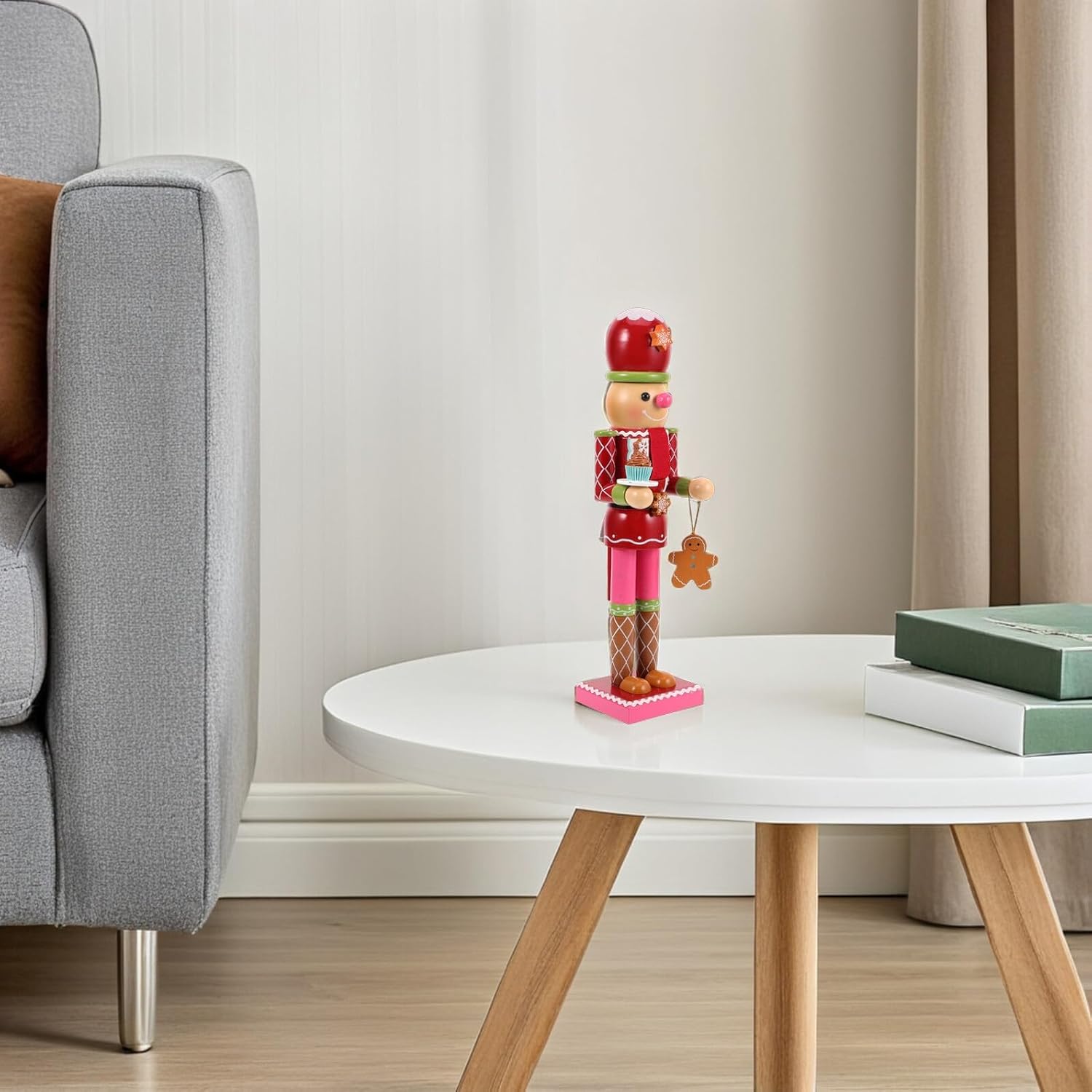 Christmas Wooden Nutcracker Soldier Figurine Gingerbread Man Decorative Nutcracker Puppet for Holiday Shelf and Tabletop Décor