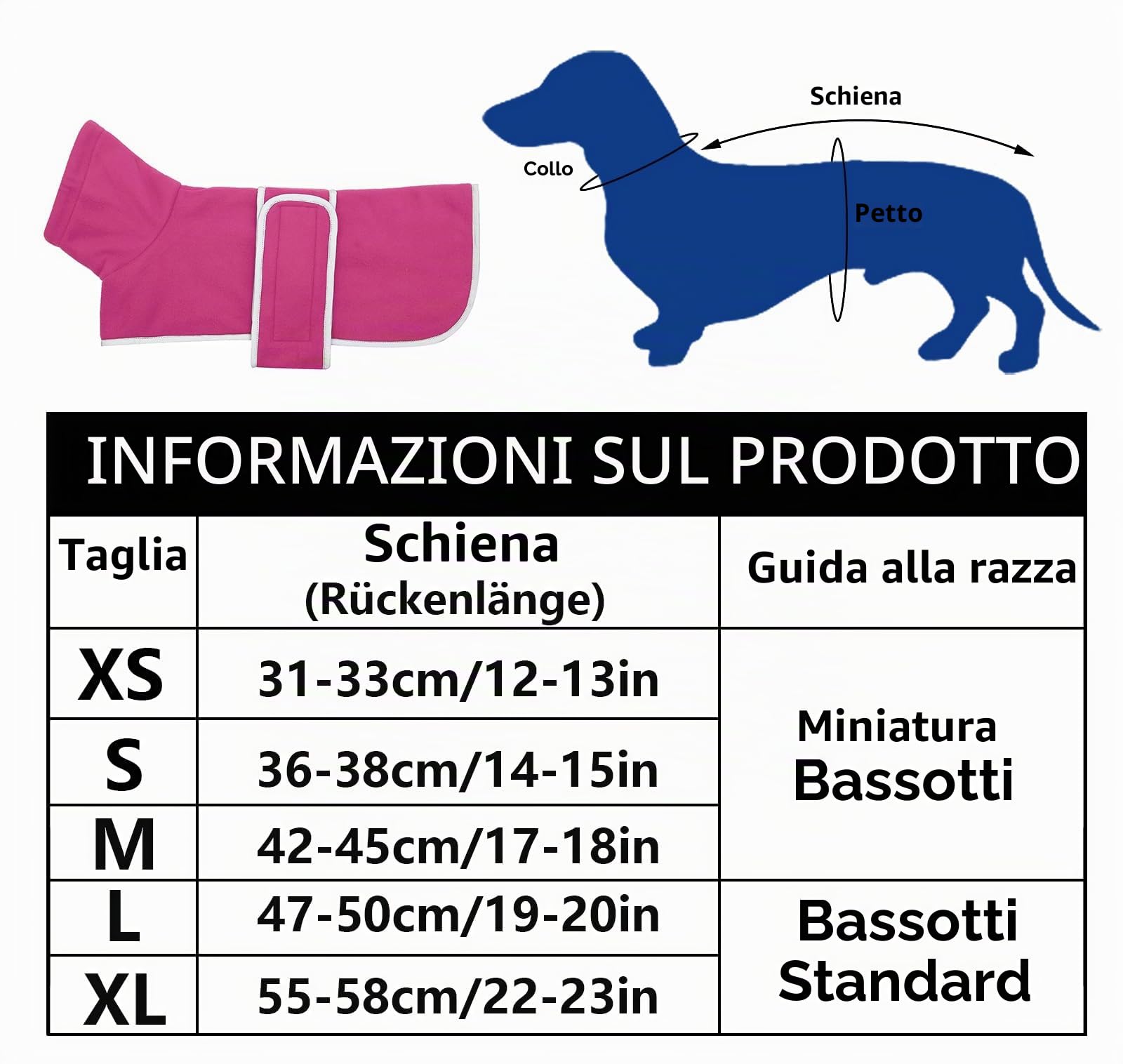 Geyecete -Invernale Cappotto per cane bassotti, con fodera in pile caldo, abbigliamento da esterni in pile polare per cani, con Foro per Imbracatura,Giacca per cani piccola y media-Rosa-S