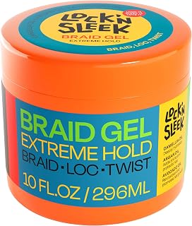 LOCK'N SLEEK Braid Gel (10 oz), Extreme Hold, Flake-Free, High Shine Edge Control - Argan, Camellia, Avocado Oil - For Locks, Braids, Twists, Cornrows
