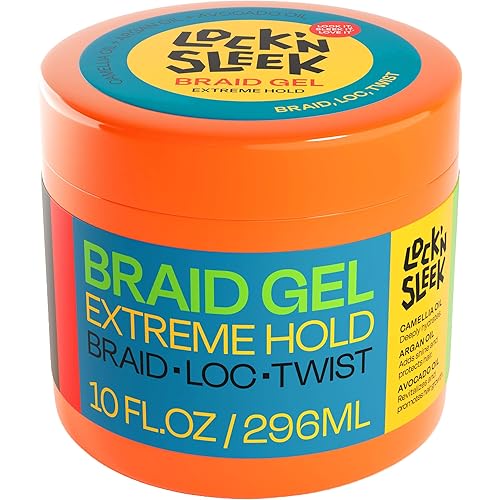 Miniatura 11 de LOCK'N SLEEK Gel trenzado (5 onzas), fijación extrema, sin escamas, control de bordes de alto brillo, argán, camelia, aceite de aguacate