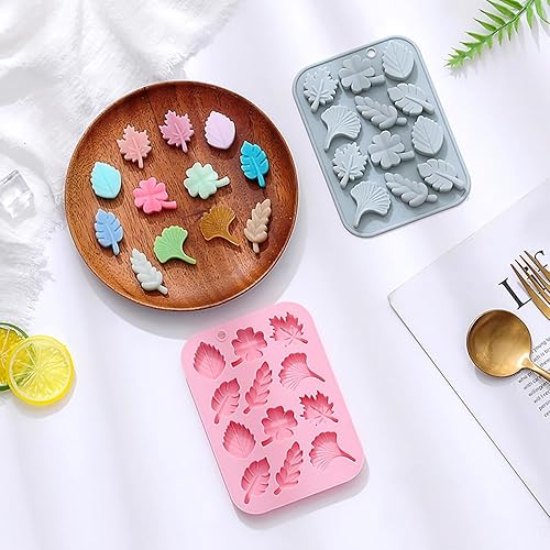 Miniatura 7 de Molde de silicona para fondant de caramelo de chocolate con hojas de otoño, molde en forma de cerebro 3D de 12 agujeros, molde de galletas