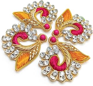 Lovetholy 11pcs फूल डिजाइनर कढ़ाई गर्दन सिलाई पिपली पैच पर/कपड़े, जैकेट, जीन, ब्लाउज, साड़ी, ड्रेस सजावट के लिए सजावटी पैच (L-6.11)