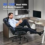 Amseatec Big and Tall Office Chair - Wide Ergonomic Executive Desk Chair with Footrest, High Back Lumbar Support Reclining Gaming Computer Chair for Heavy People（Black）