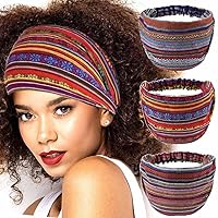 Vista 1 de GORTIN Diademas anchas estilo turbante bohemio, bandas elásticas para el cabello, accesorios para el cabello para mujer, paquete de 3