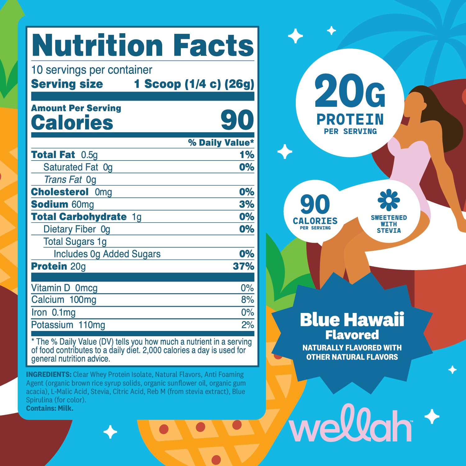 Wellah Clear Whey Protein Isolate Powder (Blue Hawaii) 10 Servings — Amazon image 2