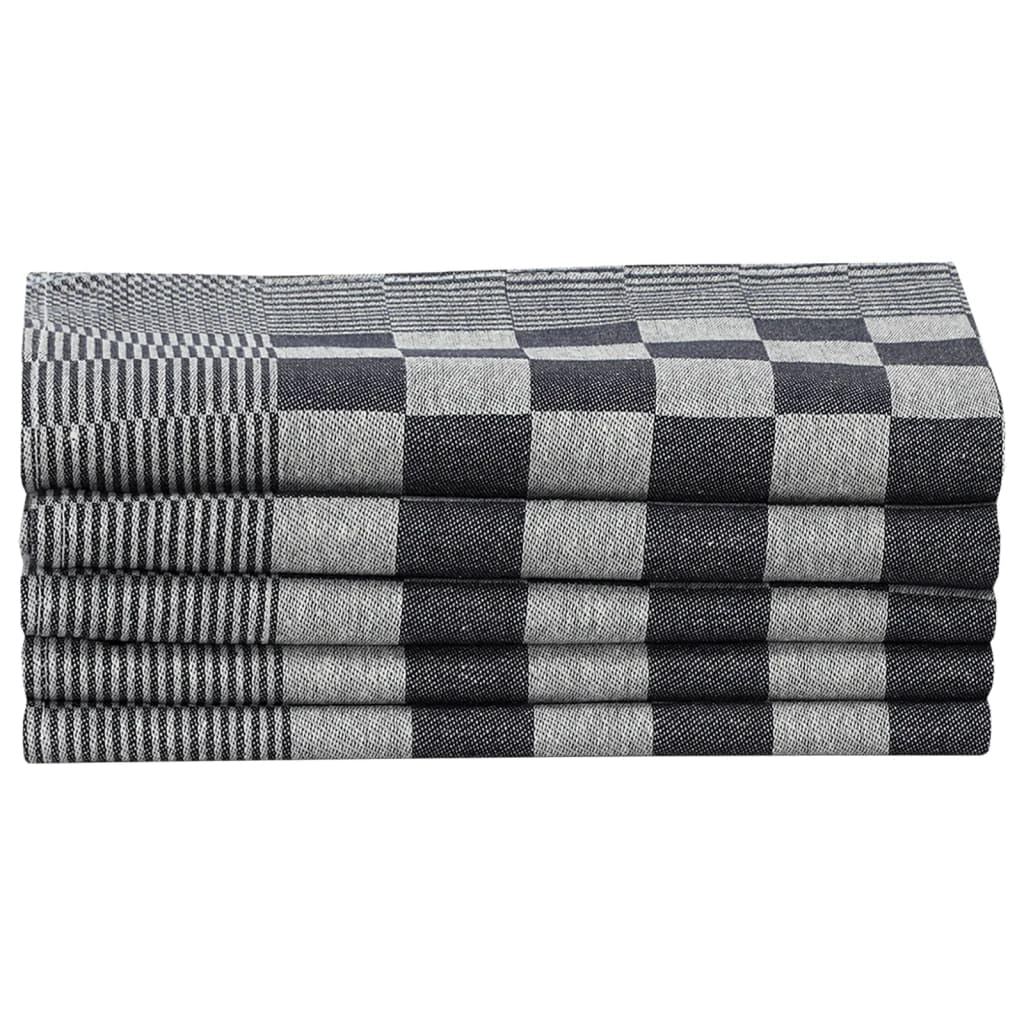 Set di 10 asciugamani in cotone nero bianco con 5 strofinacci da 50 x 70 cm e 5 asciugamani ospite 50 x 50 cm, assorbenti, morbidi, per cucina, bagno e asciugamani per ospiti