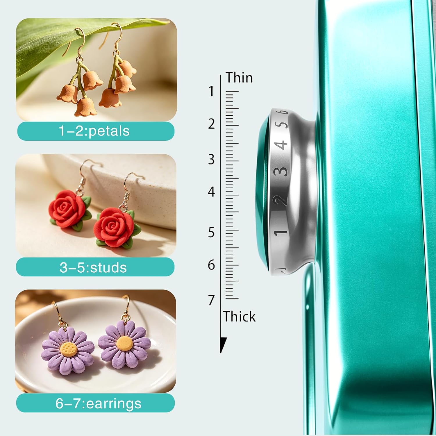 Electric Polymer Clay Press Machine,7 Adjustable Thickness Settings Stainless Steel Clay Roller Machine,Built-in Motor One-Touch Operation,Polymer Clay Tools for Jewelry Making,Earring and Crafting