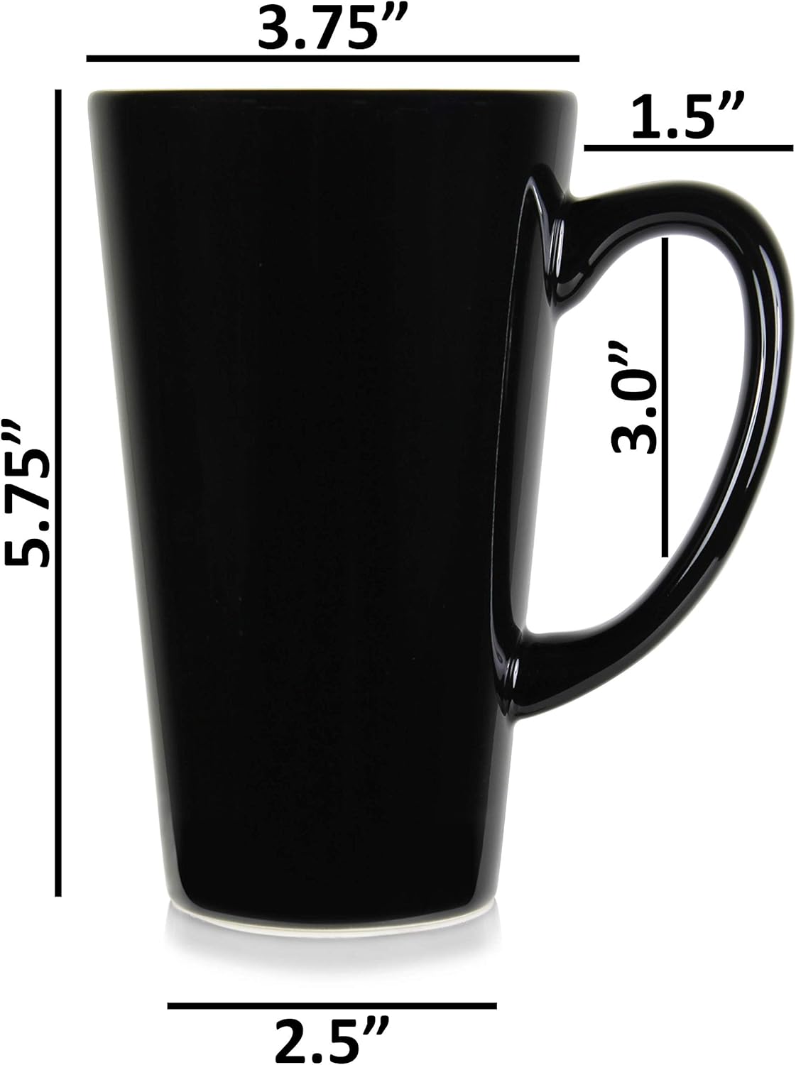 Bеѕt Dеаl Prоduсt Serami 15oz Black Funnel Ceramic Tall Coffee Mugs with Large Handles, Set of 4