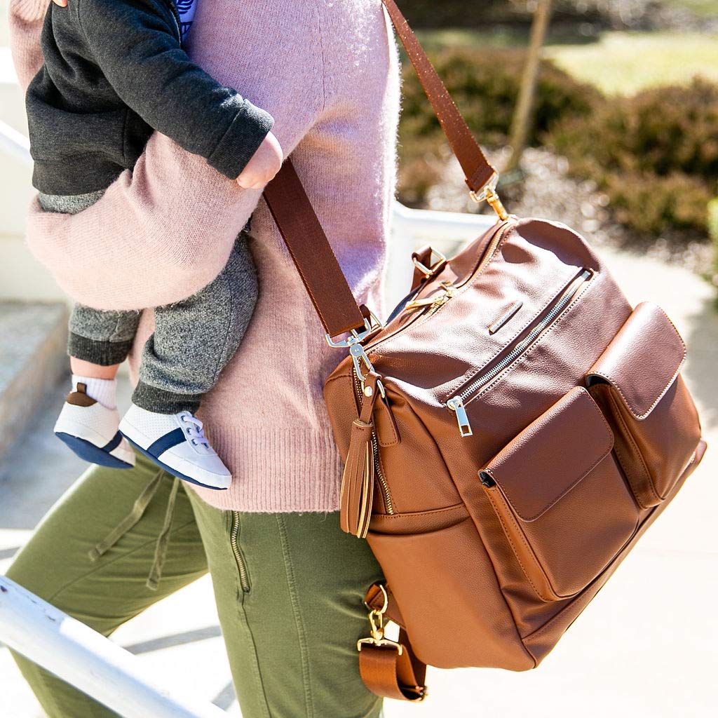 Faux Vegan Leather Multifunctional Diaper Bag, Stylish Travel Bag  