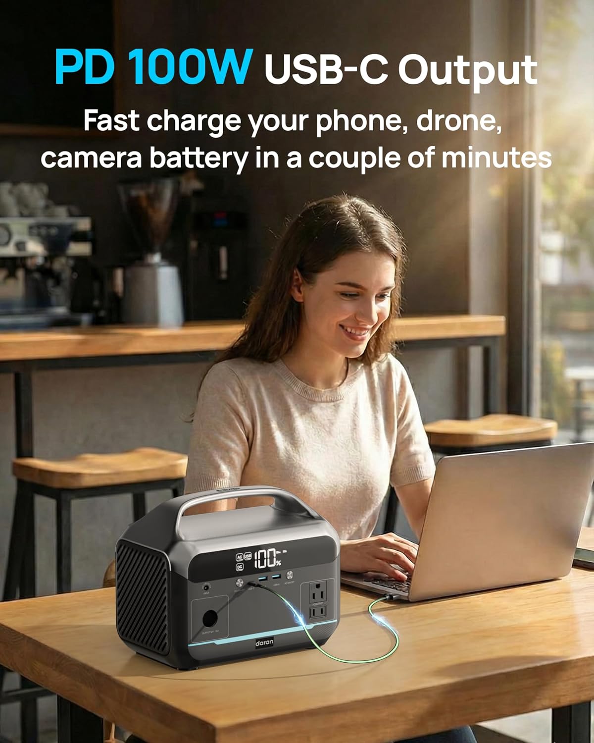 Portable Power Station 600W(1200W Surge), 288Wh(90,000mAh) Solar Generator LiFePO4 Battery with AC Outlets, 1.7H Fast Charging for Home & Emergency, Hurricane, CPAP