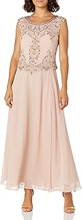 Women's Petite Petite Cap Sleeve Beaded Top Long Dress