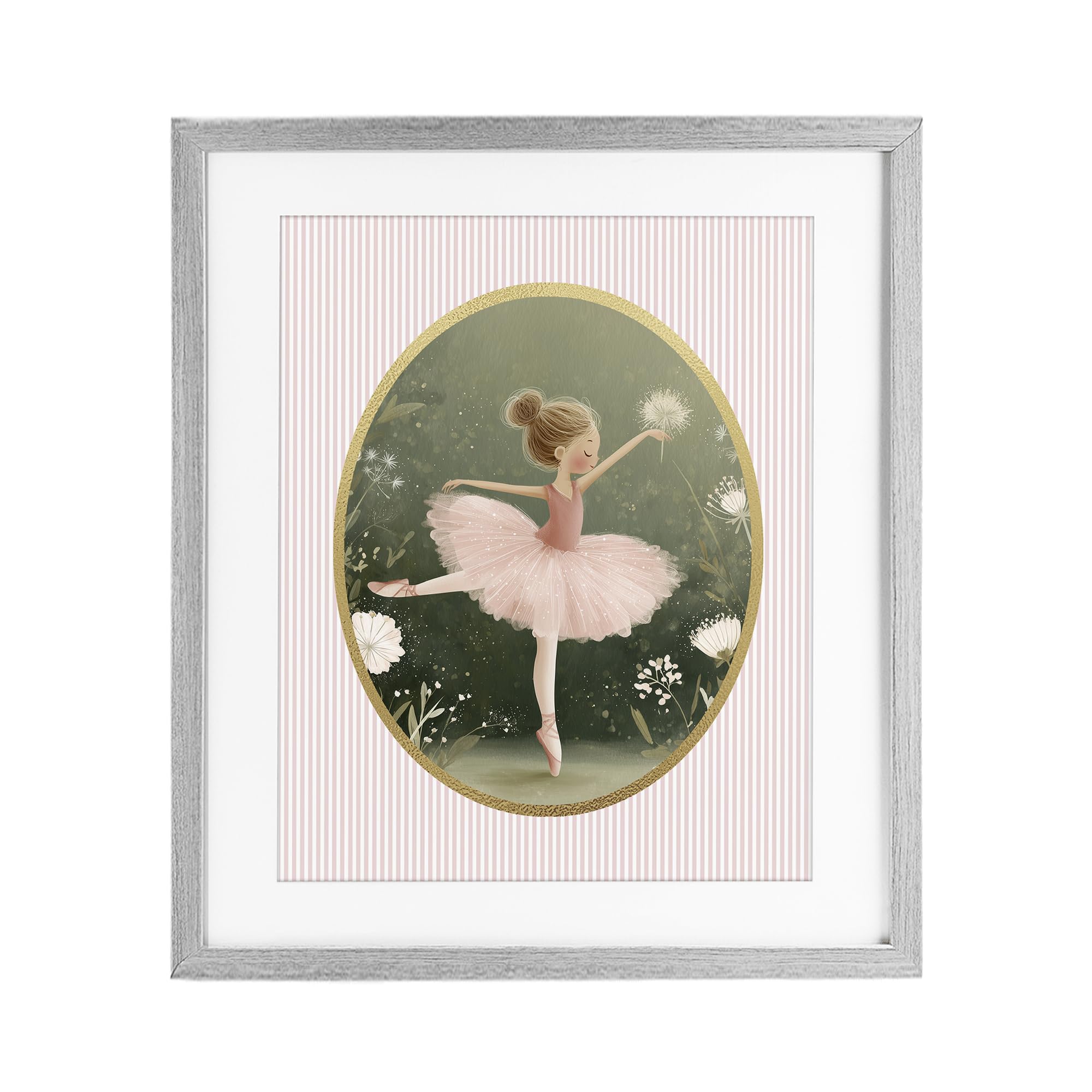 'Green & Pink Ballerina'| Framed Print Under Glass
