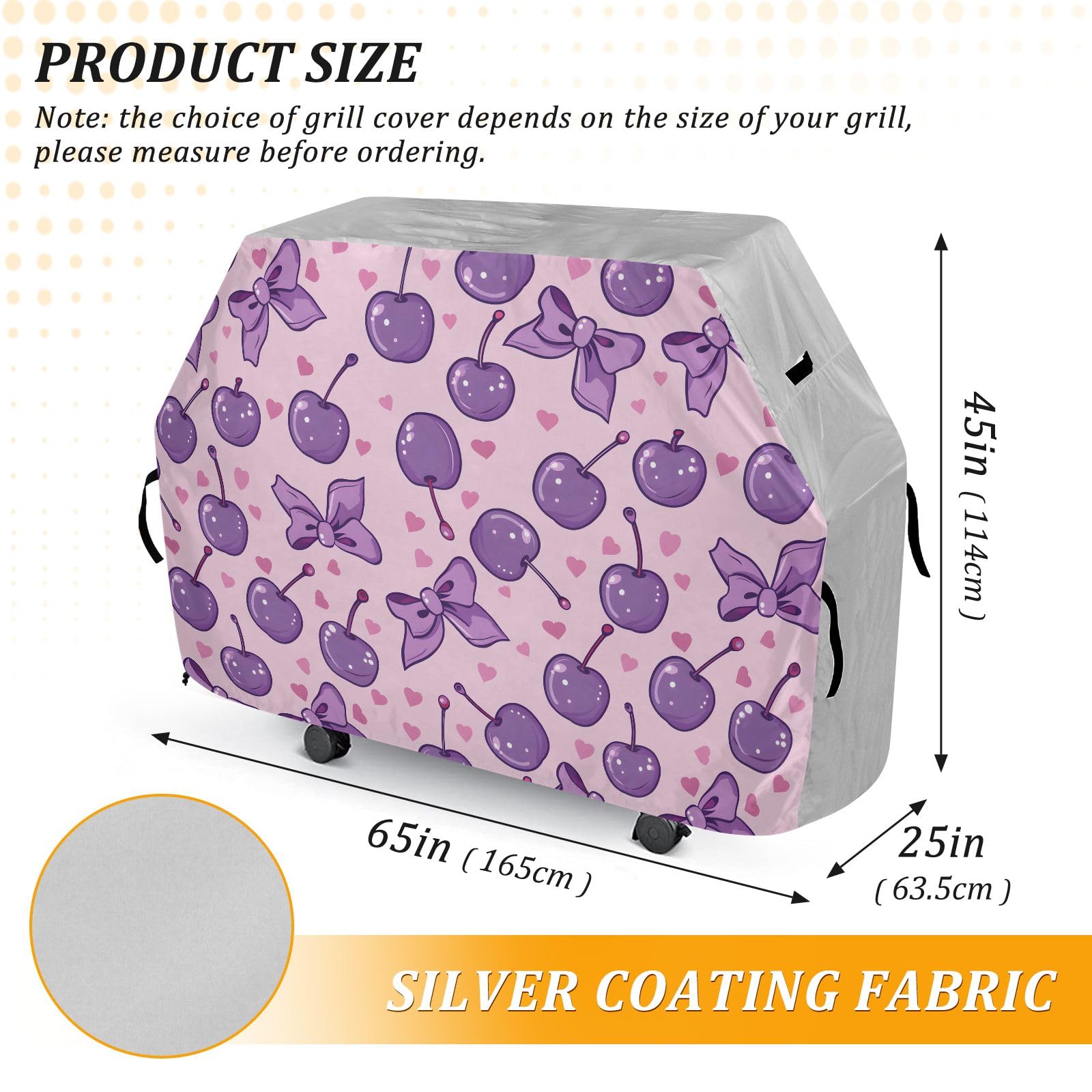 Copertura impermeabile resistente per barbecue con ciliegie e fiocchi lilla