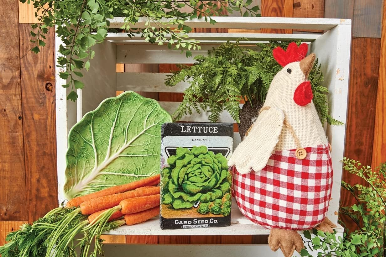 Gallerie II 10.23" Cute Rooster Chicken in Plaid Overalls Handcrafted Decorative Floor Doorstop All Seasons Summer Spring Farm Farmhouse Door Doorway Decor Decoration White