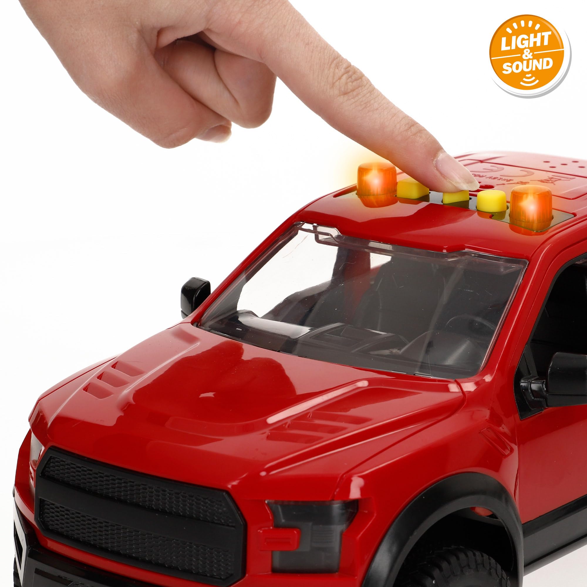 ColorBaby Speed & Go Coche Pick up con Moto, Sistema de fricción, Luces y Sonido, Puertas funcionales, Vehículo de Rescate, Escala 1:12, Niños a Partir de 3 años (39310)