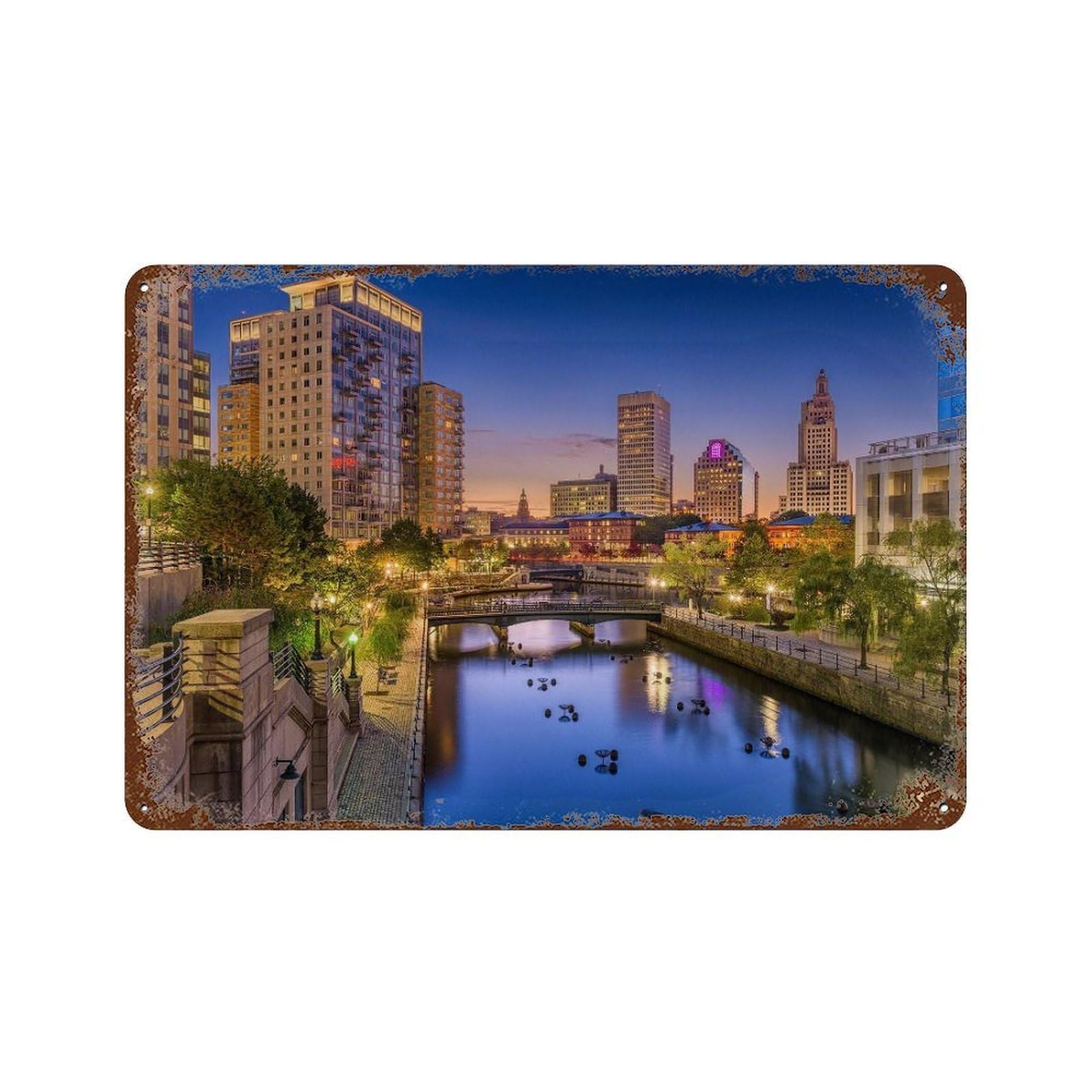 xiaoxiaoshen Real Photo Providence Decor Rhode Island Wall Decor Art Metal Tin Poster Modern Home Decor Art Home Bar Shop Decorations Vintage Sign 20x30cm