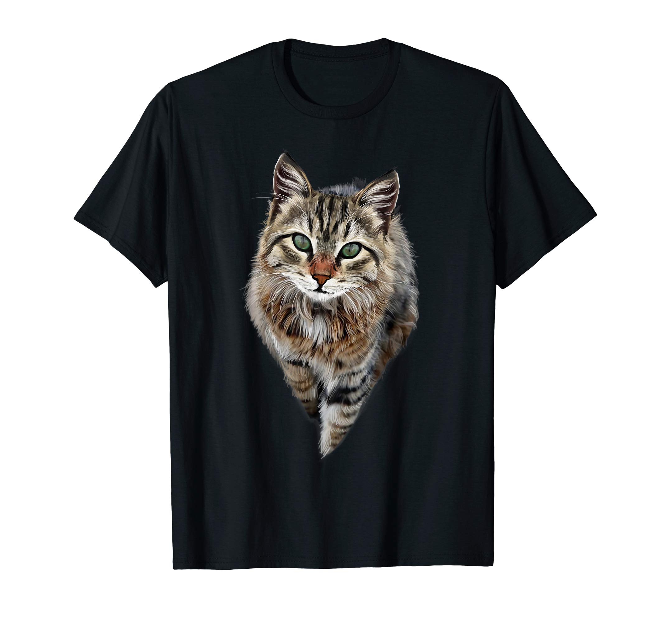 Cat Craze TeesBrown Cat Green Eyes T-Shirt Cats Tee Shirt Gifts T-ShirtOEKO-TEX STANDARD 100