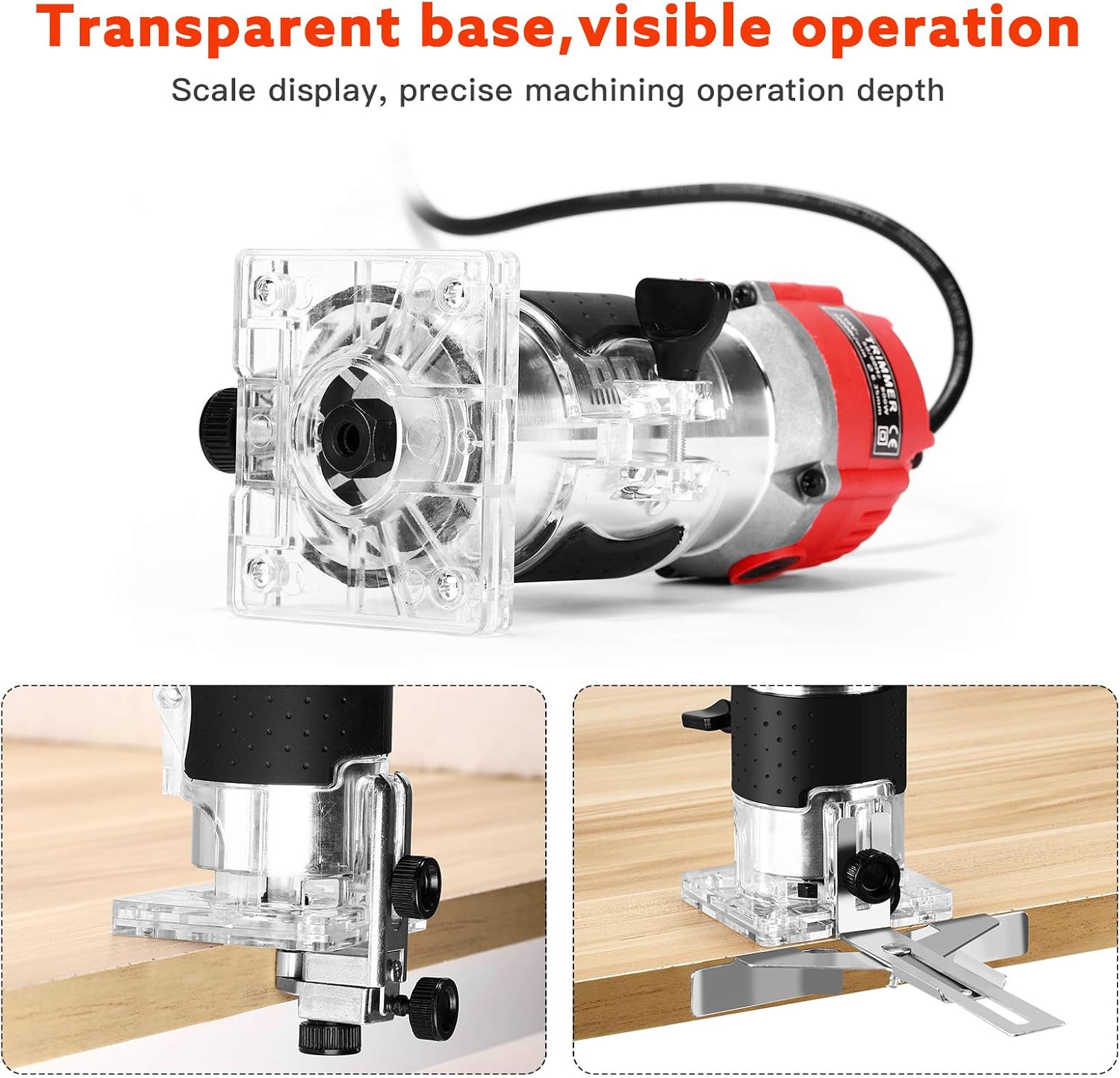 Transparent base for visible operation and depth adjustment