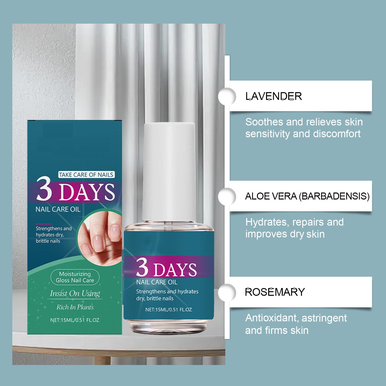 Aceite de Uñas de 3 Días, Nutre Y Protege Las Uñas, Aceite Nutritivo, Secado Rápido, Hidratante Y Brillante, Cuidado Diario De Uñas, Adecuado Para Dedos Y Dedos, 15 Ml (8pcs)