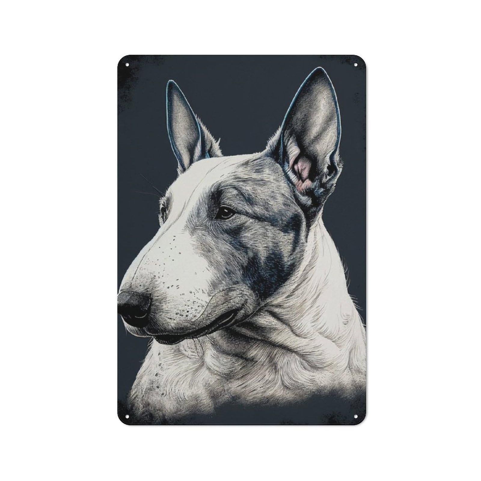 Junmoney Bull Terrier Dog Portrait Tin Sign 30X20cm With For Pub Or Café, Rustic Decor, For Kitchen, Dining Room And Home Bar Wall Decor