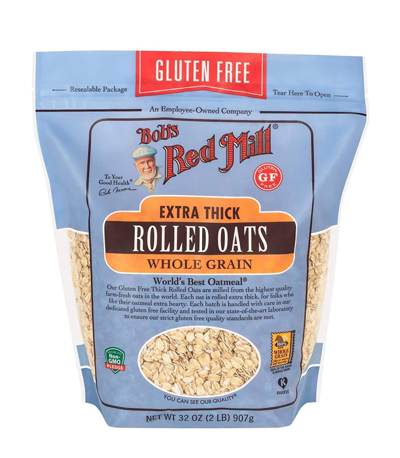 Bob's Red Mill Gluten Free Extra Thick Rolled Oats (32 Ounce, Pack of 2)