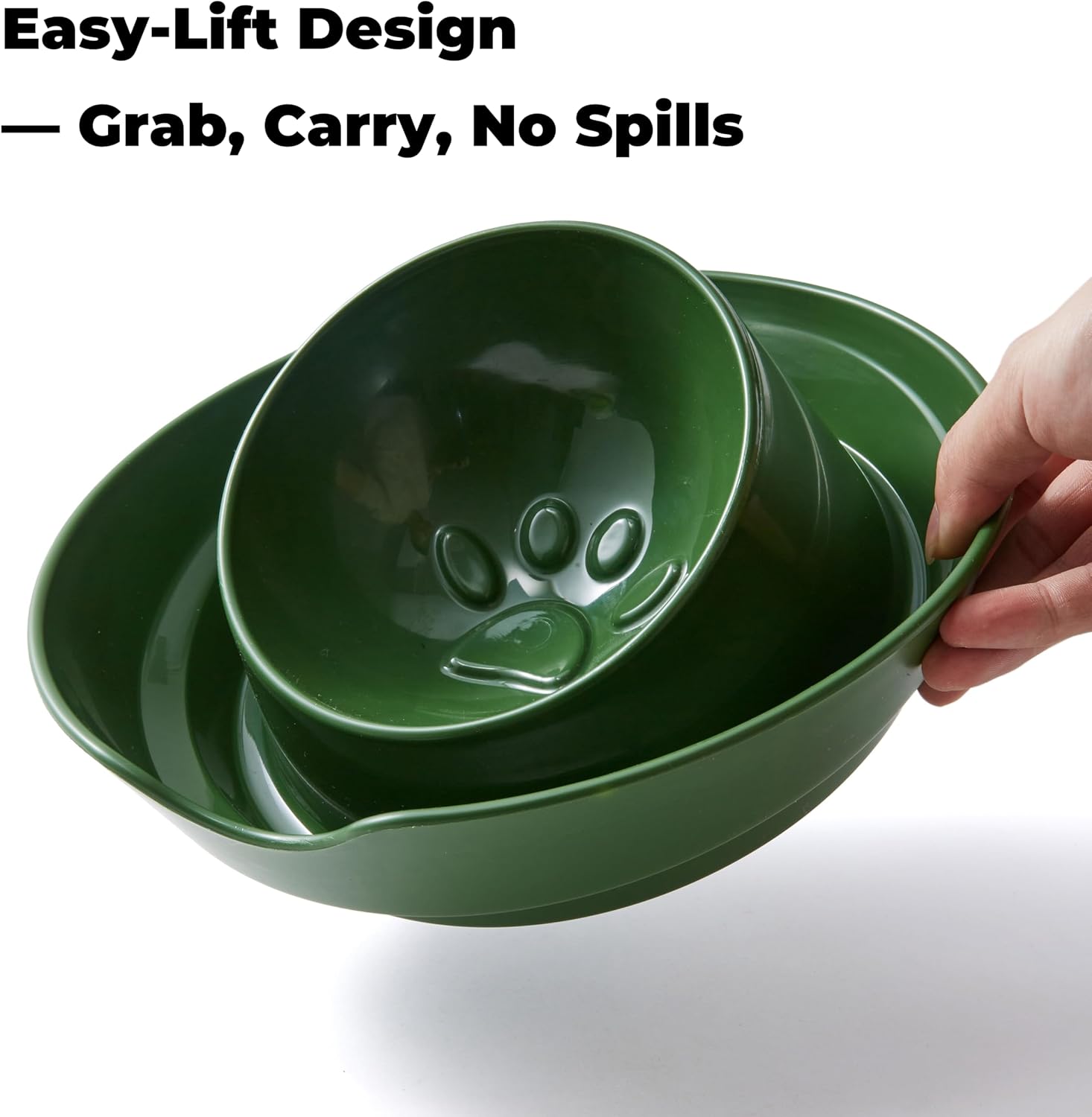 2-Pack Cat Food Ant Barrier Bowls — Water Moat Design,10 in Diameter | Dark Green And Dark Gray Feeding Bowls, Integrated Tray, Weighted Base, For Indoor Cat Food And Water Stations