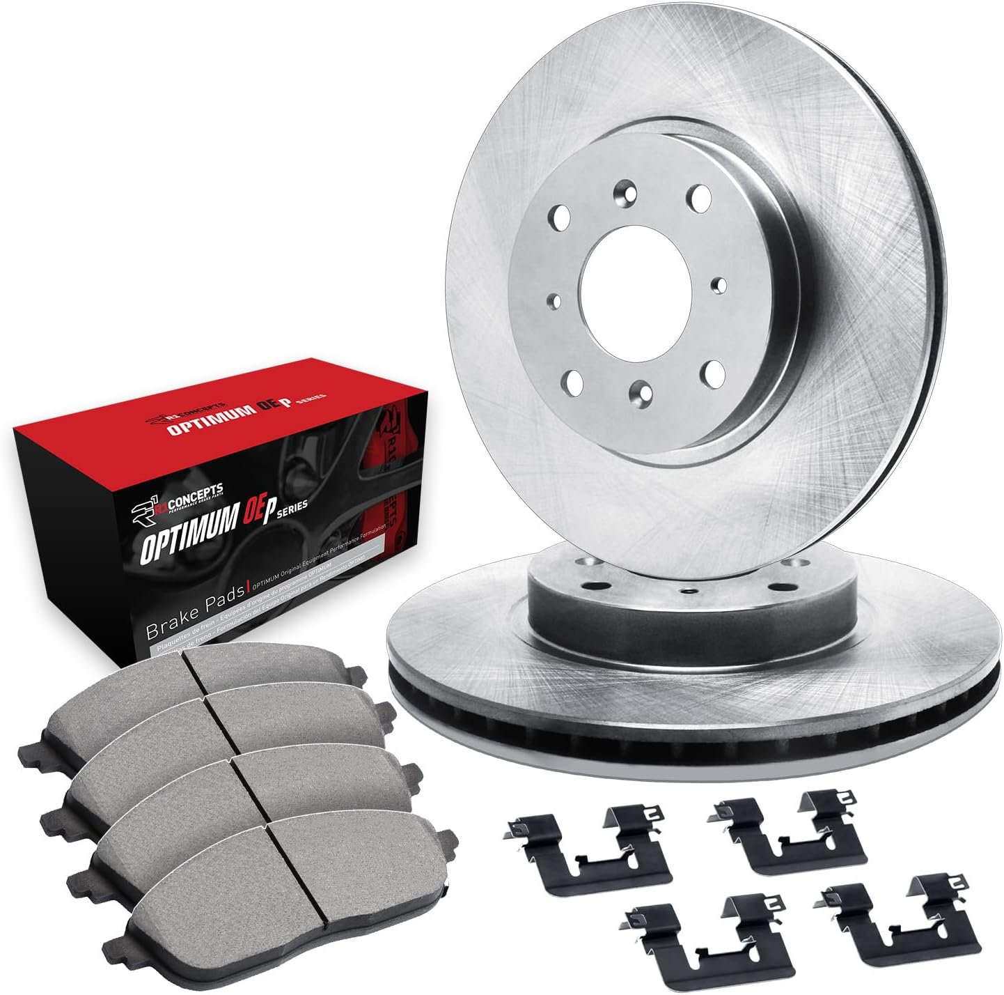 R1 Concepts Front Brake Kit Fits (2009-2011) Nissan Versa 1.6L Sedan| Blank Brake Rotors| Optimum Oep Brake Pads and Rotors Kit|Hardware included