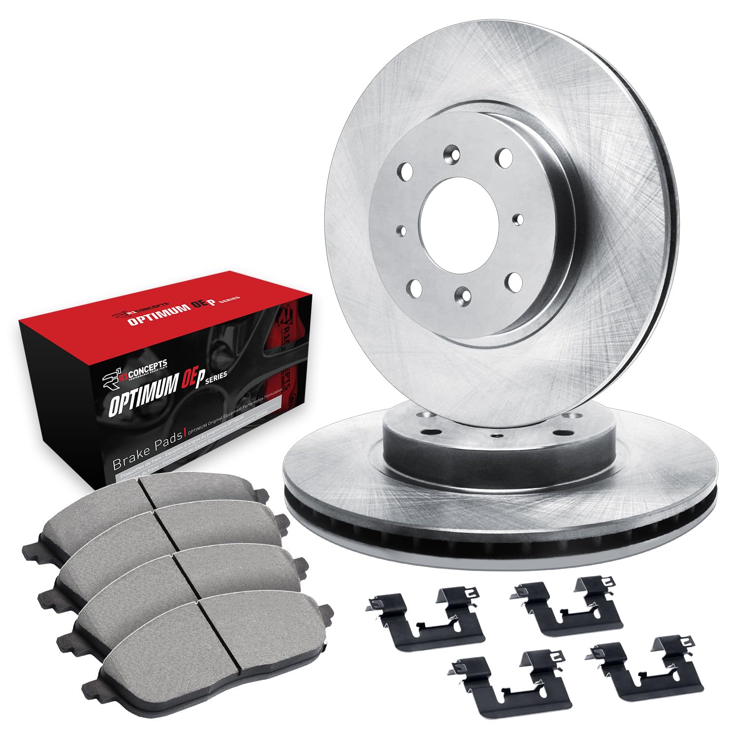 R1 Concepts Front Brake Kit Fits 2018-2022 Hyundai Accent; 2018-2023 Kia Rio| Optimum Oep Pads, Blank Rotors| Hardware| 11.0" Front