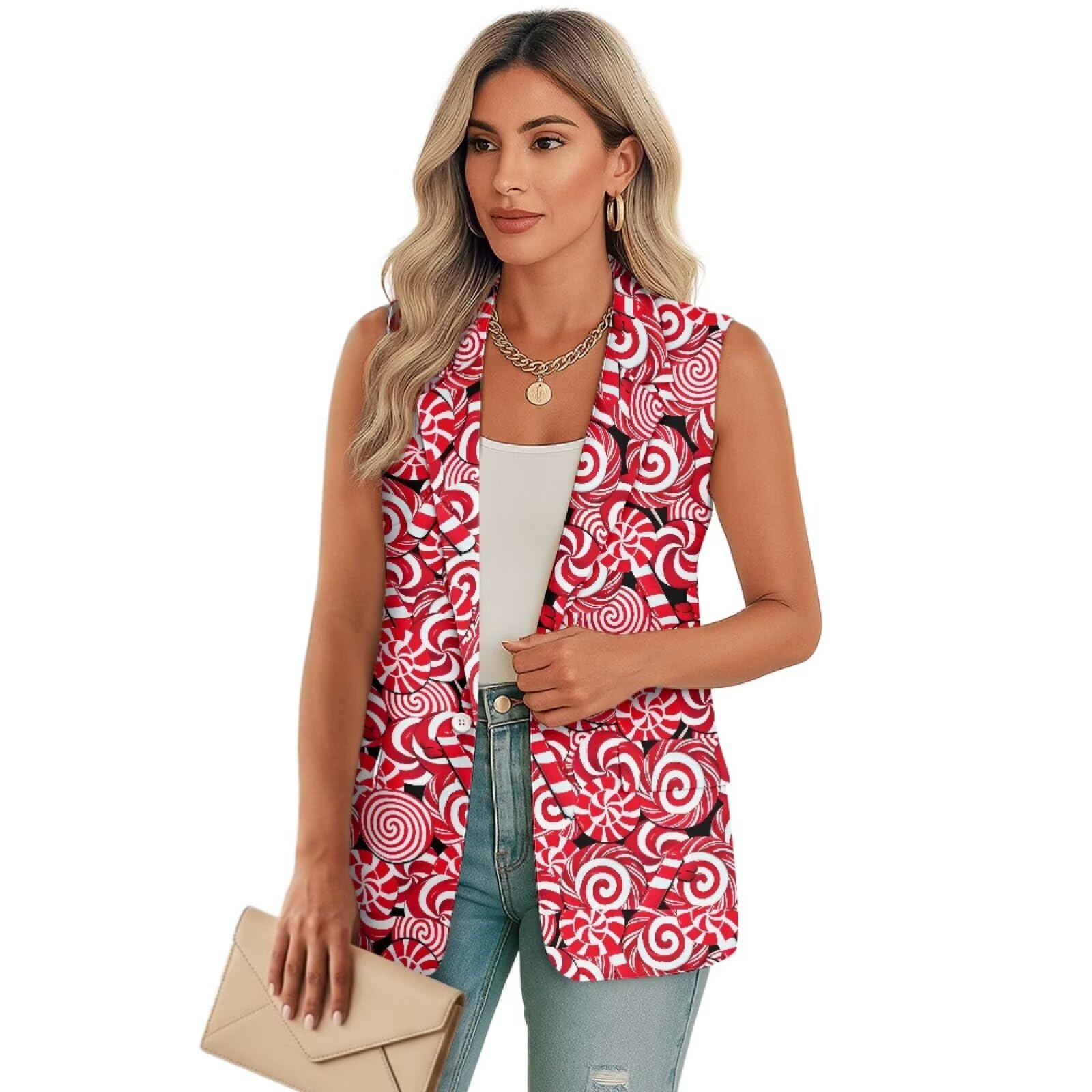 Vest Tops for Women Sleeveless Lightweight Womens Suit Vest with Pockets V Neck Blazer Jackets