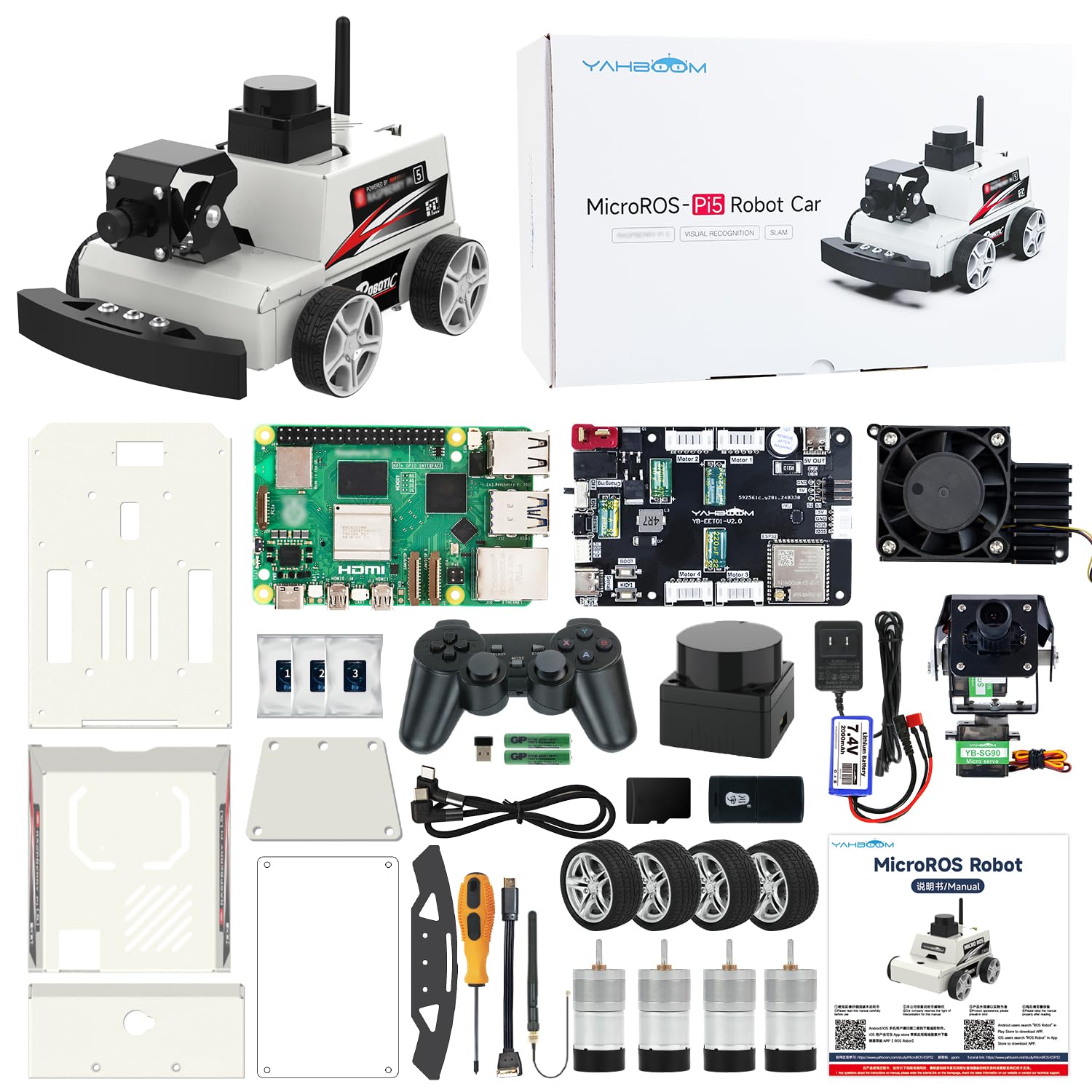 Amazon.com: Yahboom Raspberry Pi 5 AI Visual ROS2 Smart Robot Car