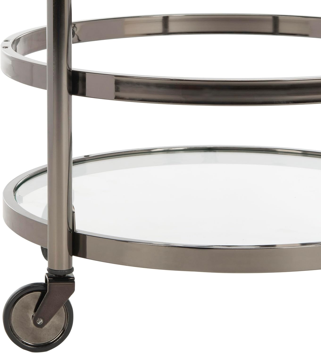 Safavieh Sienna Bar Cart, Black Nickel/Glass