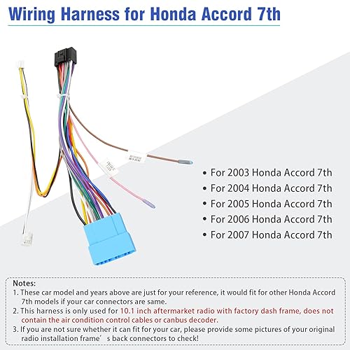 Miniatura 4 de Jayubien Adaptador de arnés de cable de radio de 20 pines de repuesto para Honda Accord 7th Android Car Stereo 16Pin ISO Connector 2003-2007