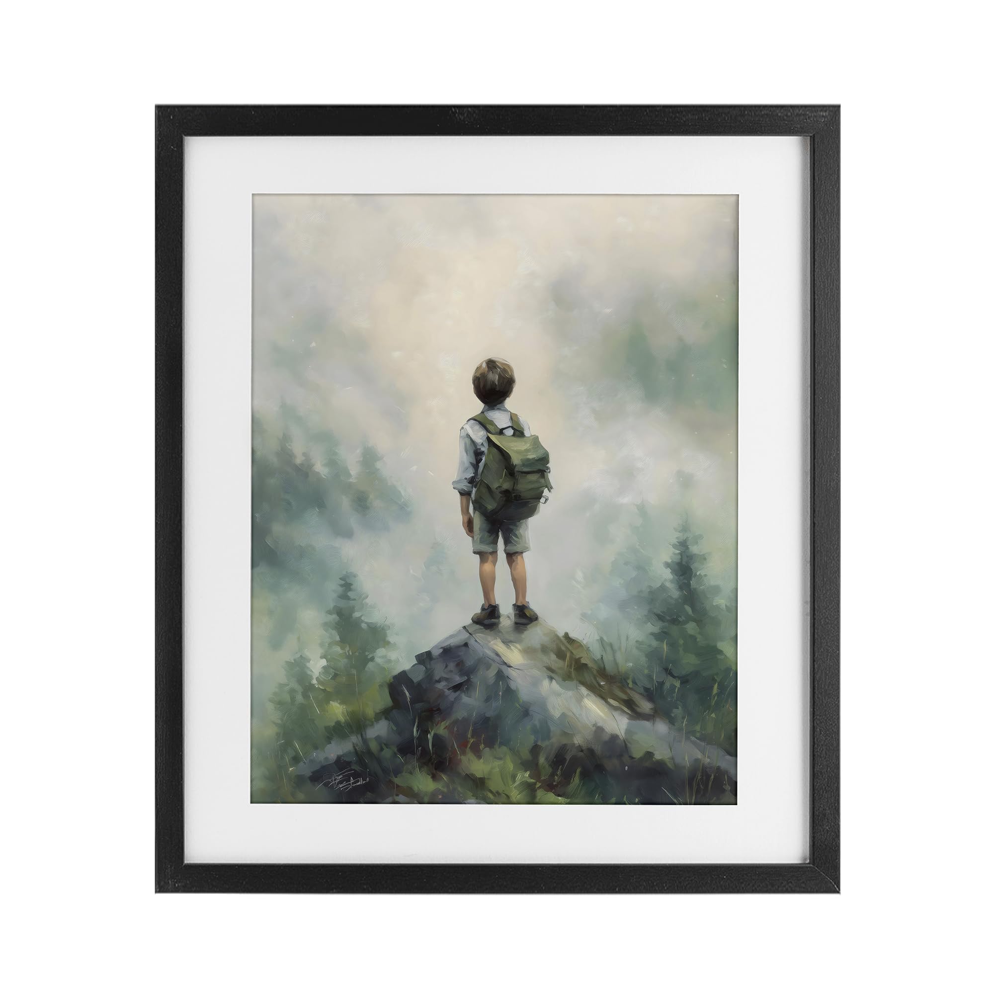 Affiche garçon aventurier Stupell Industries cadre noir 53,3x43,2 cm décoration murale montagne