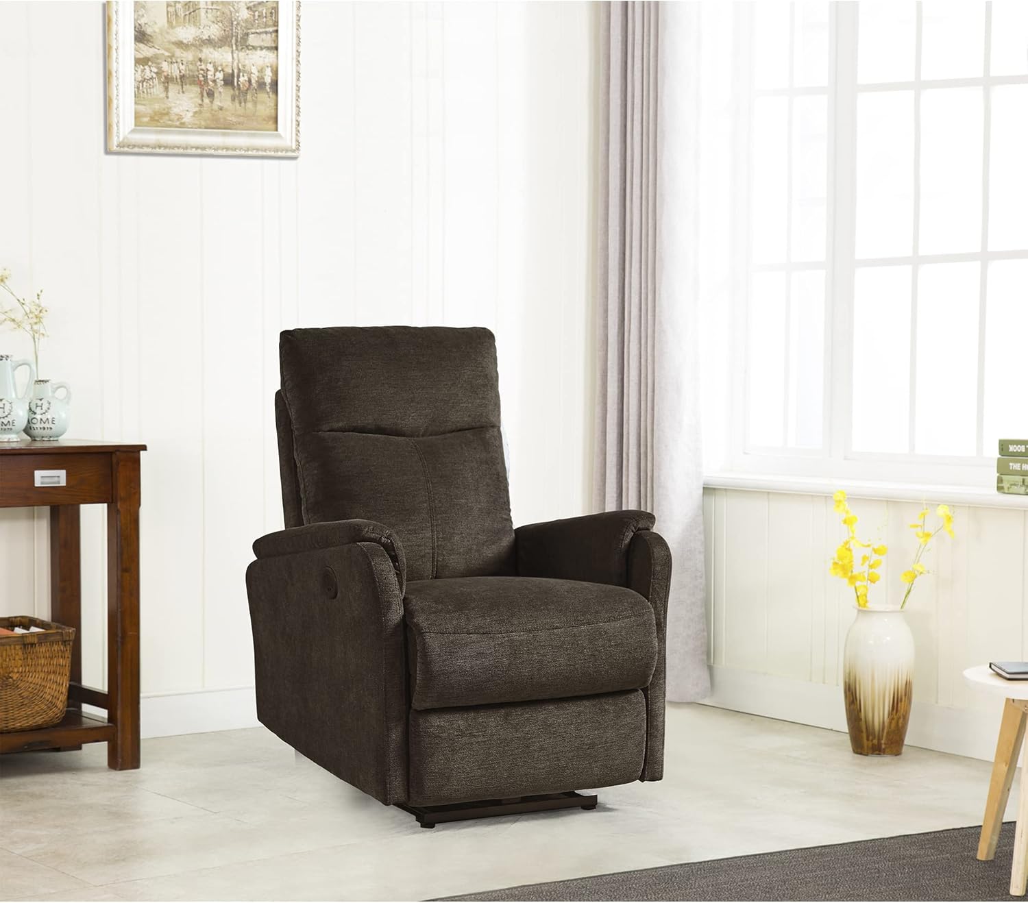 Electric Power Recliner Chair with Footrest and USB Ports,Modern Reclining Seat W/Backrest,Adjustable Angles,for Elderly,Young,Living Room,Home Theater,Dark Brown