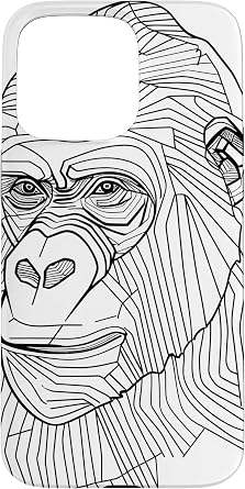 iPhone 15 Pro Max Gorilla Minimal Line Drawing Abstract Case