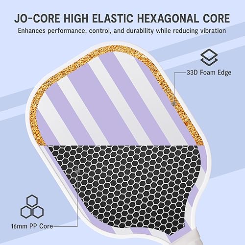 Miniatura 4 de USAPA - Paquete de 4 palas de pickleball Juego de 4 raquetas de grafito claro de primera calidad con cara de fibra y polímero con núcleo de panal