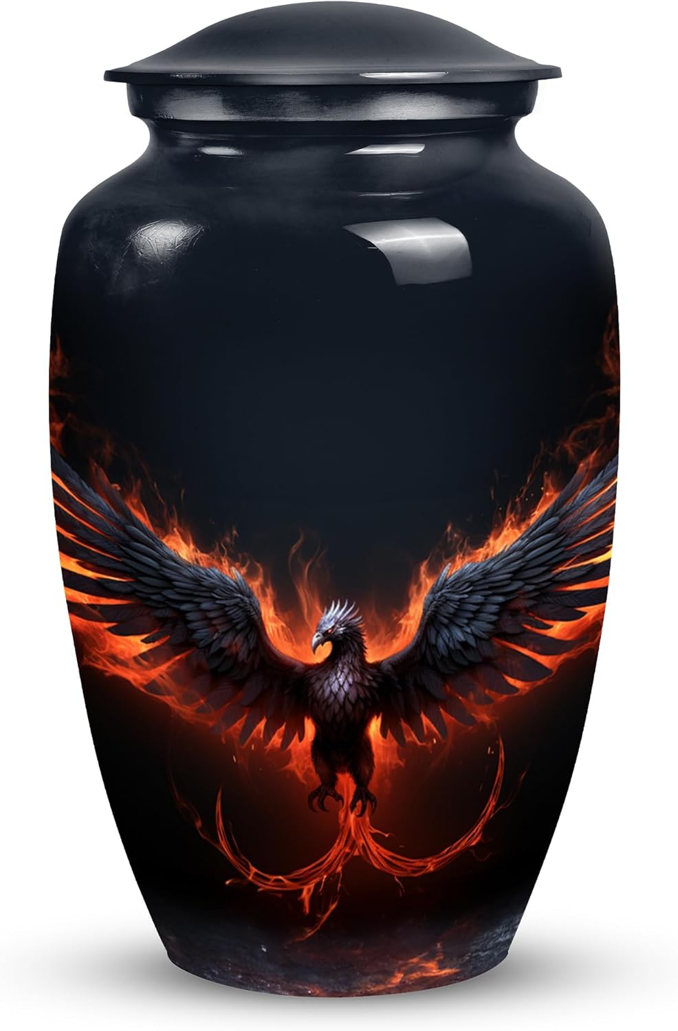 Black Phoenix Large Urn for Adult Ashes - Funeral Cremation Urns for Male & Female - Decorative Urn for Human Ashes - Remains Ashes Urn - Cremation Urn for Human Ashes, PAR-CLS-URN-171