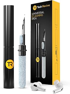 AirPod Cleaning Kit - 3-in-1 Airpod Cleaner for AirPods, Airpods Pro, Earbuds, Earphones, iPhone, Charging Case. Tech Revive Next Gen Cleaning Kit with Metal Tip, Sponge and Brush.