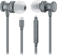 OSE450 Gray Headphones in-Ear Earbuds with Wired USB-C Connection, Inline Volume Controller & Microphone, Noise Isolation