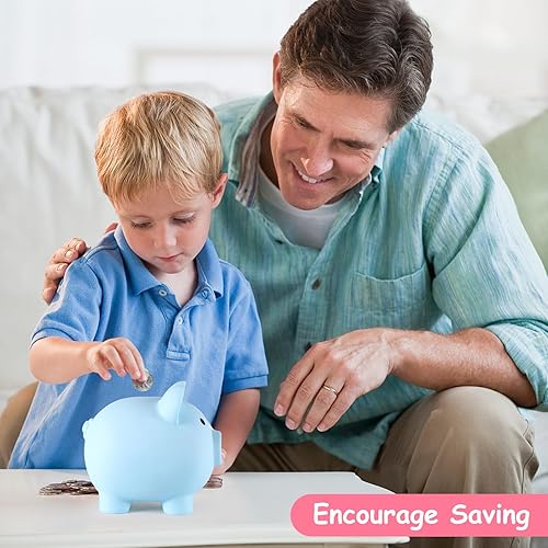 Miniatura 59 de Alcancía de plástico irrompible, alcancía para niñas y niños, tamaño mediano, regalos prácticos para cumpleaños, Pascua, Navidad (rojo)