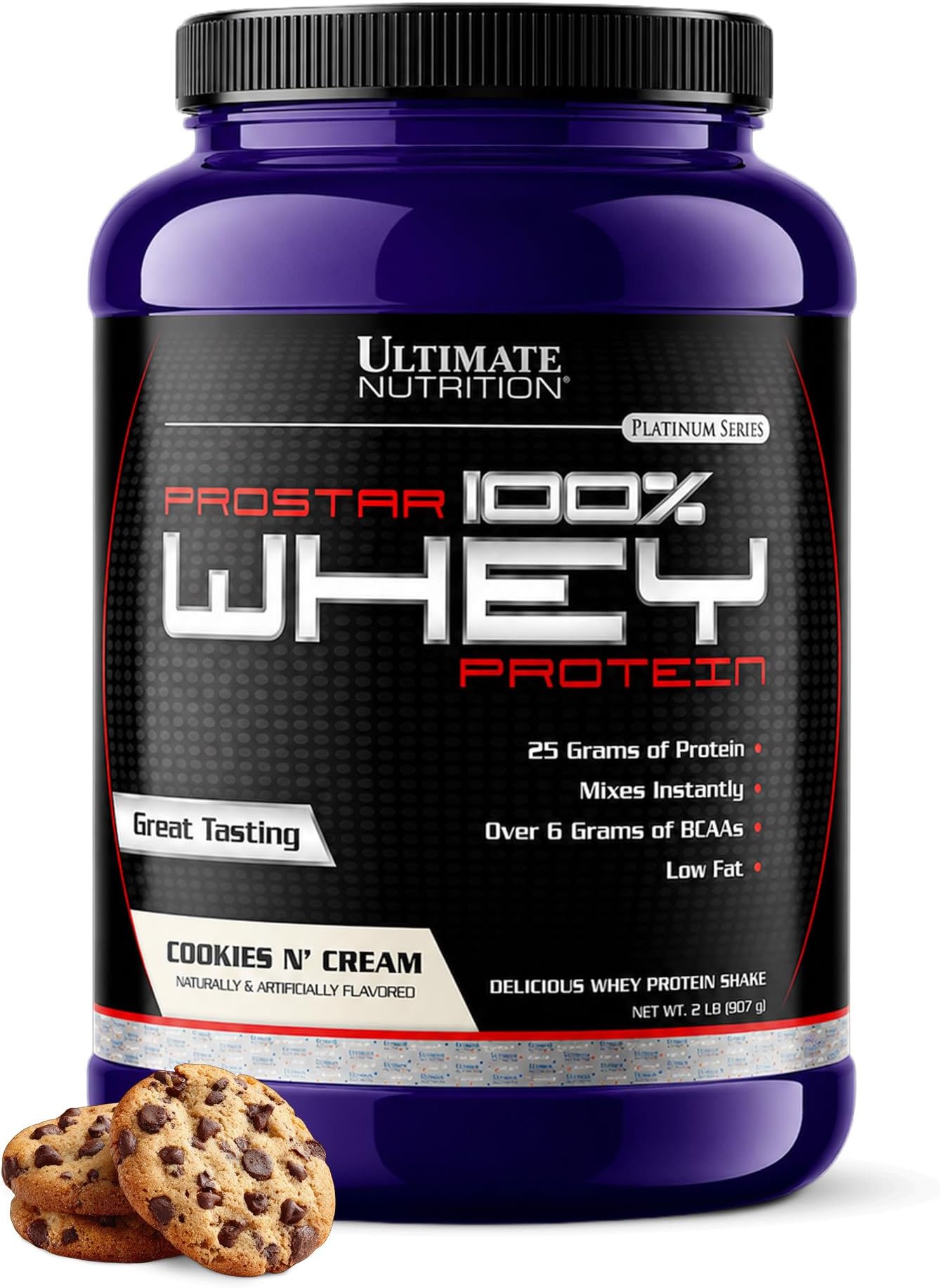 Prostar Whey Protein Isolate, Cookies N' Cream, 2 lb | 25g Whey Protein Isolate Per Serving, Low Carb, Low Fat, Over 6g BCAAs, Fast Absorbing Formula For Muscle Gain And Recovery