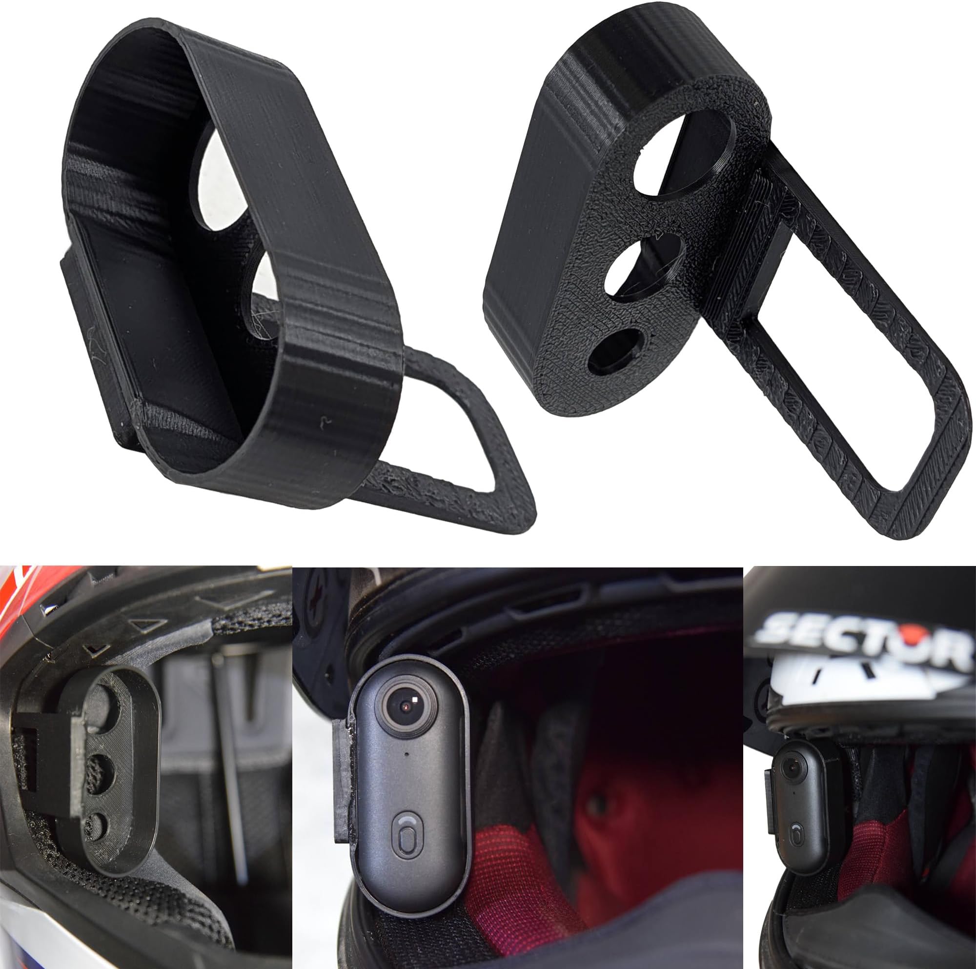 Recall POV Motorcycle Helmet Camera Mount Suitable For Mini Action Cam Motorbike, Go-Karting Racing Track Day Cam Point Of View Internal 3D Printed Insert Holder Mounting