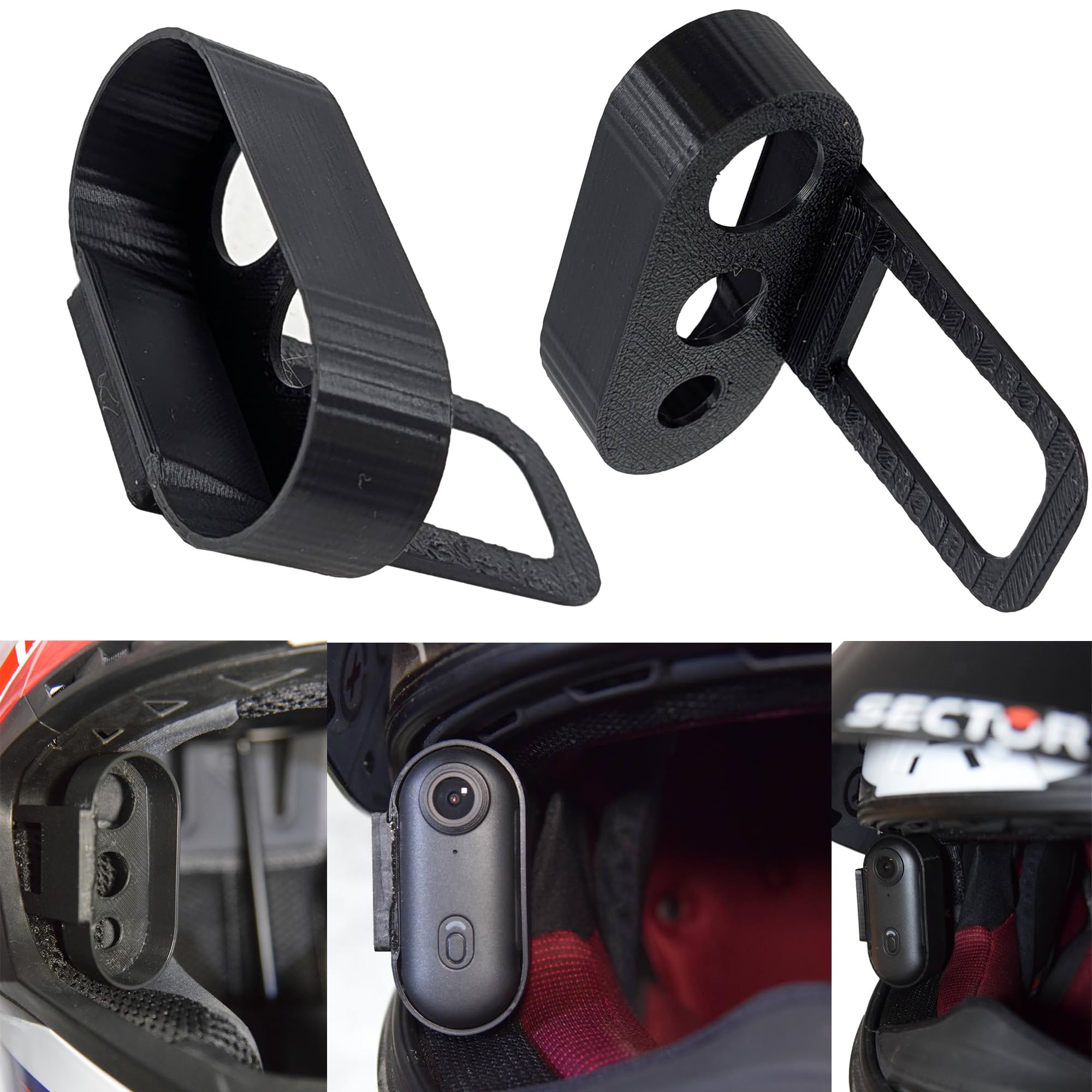 Recall POV Motorcycle Helmet Camera Mount Suitable For Mini Action Cam Motorbike, Go-Karting Racing Track Day Cam Point Of View Internal 3D Printed Insert Holder Mounting