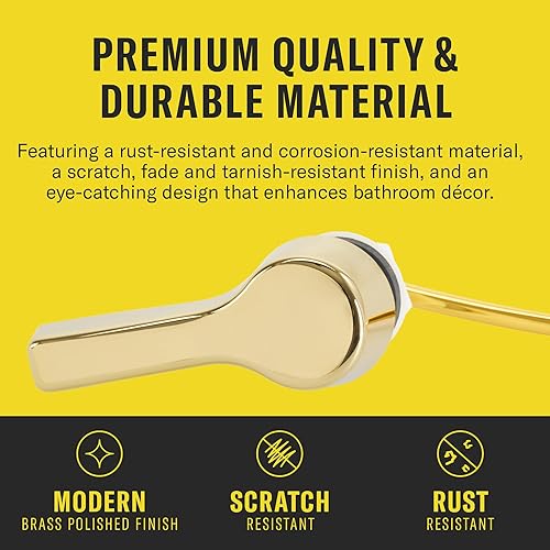 Miniatura 4 de Qualihome Manija de inodoro de montaje frontal, manija universal de descarga del inodoro, elegante manija de inodoro, kit completo de repuesto de